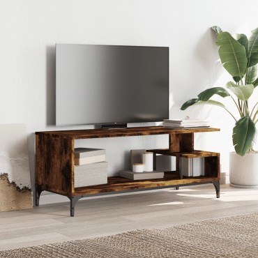 vidaXL Έπιπλο TV Καπν. Δρυς 102x40x41cm Επ Ξύλο/Ατσάλι Ηλ Βαφή Πούδρα