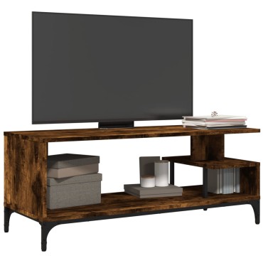 vidaXL Έπιπλο TV Καπν. Δρυς 102x40x41cm Επ Ξύλο/Ατσάλι Ηλ Βαφή Πούδρα
