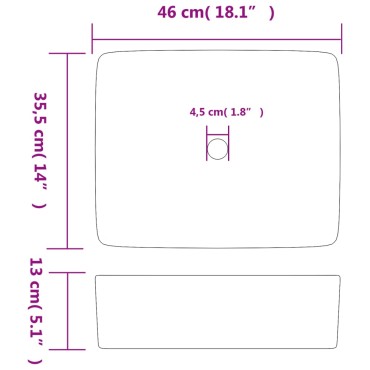 vidaXL Νιπτήρας Ορθογώνιος Καφέ/Μπλε 46 x 35,5 x 13 εκ. Κεραμικός