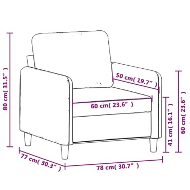 vidaXL Πολυθρόνα Κρεμ Βελούδινη 78x77x80cm 1 τεμ. Γωνιακός