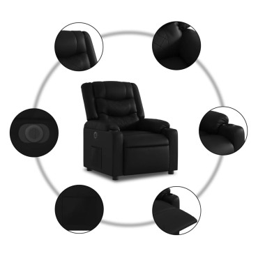 vidaXL Πολυθρόνα Ηλεκτρική Ανακλινόμενη με Ανύψωση Μαύρη Συνθ. Δέρμα 77x93x99cm 1 τεμ.