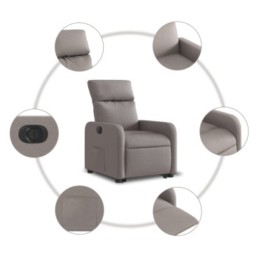 vidaXL Πολυθρόνα Ηλεκτρική Ανακλ.Taupe Υφασμάτινη 66x89,5x95,5cm 1 τεμ.