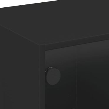 vidaXL Έπιπλο Τηλεόρασης Μαύρο 102x37x42cm με Γυάλινες Πόρτες