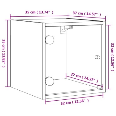 vidaXL Κομοδίνα 2 τεμ. Γκρι Σκυρ. 35x37x35cm με Γυάλινες Πόρτες