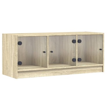 vidaXL Έπιπλο Τηλεόρασης Sonoma Δρυς 102x37x42cm με Γυάλινες Πόρτες