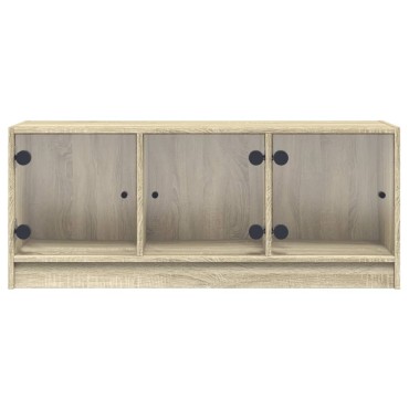 vidaXL Έπιπλο Τηλεόρασης Sonoma Δρυς 102x37x42cm με Γυάλινες Πόρτες