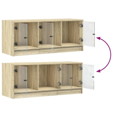 vidaXL Έπιπλο Τηλεόρασης Sonoma Δρυς 102x37x42cm με Γυάλινες Πόρτες