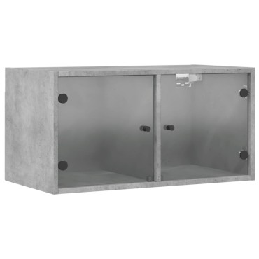 vidaXL Κομοδίνα 2 τεμ. Γκρι Σκυρ. 68,5x37x35cm με Γυάλινες Πόρτες