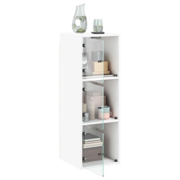 vidaXL Ντουλάπι Τοίχου Λευκό 35x37x100cm με Γυάλινες Πόρτες 1 τεμ.