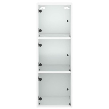 vidaXL Ντουλάπι Τοίχου Λευκό 35x37x100cm με Γυάλινες Πόρτες 1 τεμ.