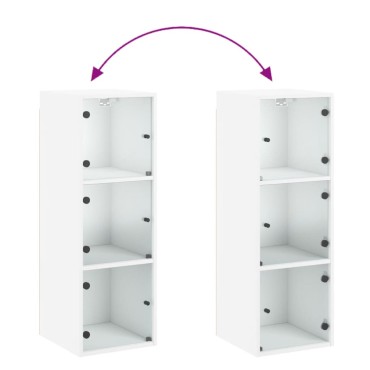 vidaXL Ντουλάπι Τοίχου Λευκό 35x37x100cm με Γυάλινες Πόρτες 1 τεμ.