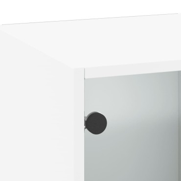 vidaXL Ντουλάπι Τοίχου Λευκό 35x37x100cm με Γυάλινες Πόρτες 1 τεμ.