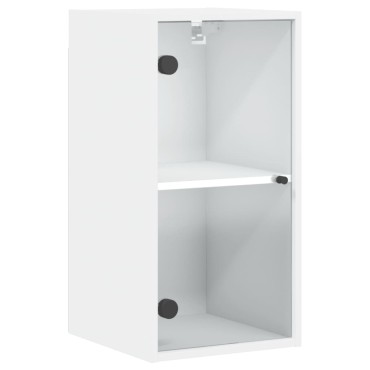 vidaXL Ντουλάπι Τοίχου Λευκό 35x37x68,5cm με Γυάλινες Πόρτες 1 τεμ.