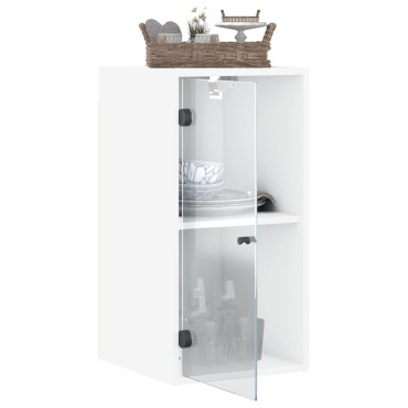vidaXL Ντουλάπι Τοίχου Λευκό 35x37x68,5cm με Γυάλινες Πόρτες 1 τεμ.