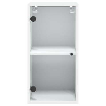vidaXL Ντουλάπι Τοίχου Λευκό 35x37x68,5cm με Γυάλινες Πόρτες 1 τεμ.