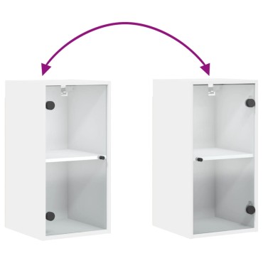 vidaXL Ντουλάπι Τοίχου Λευκό 35x37x68,5cm με Γυάλινες Πόρτες 1 τεμ.