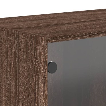 vidaXL Κομοδίνα 2 τεμ. Καφέ Δρυς 68,5x37x35cm με Γυάλινες Πόρτες