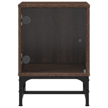 vidaXL Κομοδίνα 2 τεμ. Καφέ Δρυς 35x37x50cm με Γυάλινες Πόρτες