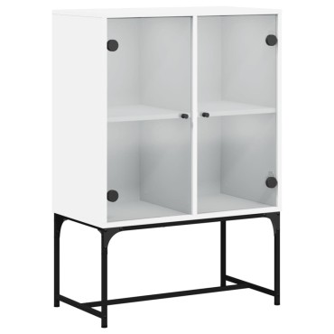 vidaXL Βοηθητικό Ντουλάπι Λευκό 69x37x100cm με Γυάλινες Πόρτες 1 τεμ.