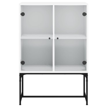 vidaXL Βοηθητικό Ντουλάπι Λευκό 69x37x100cm με Γυάλινες Πόρτες 1 τεμ.