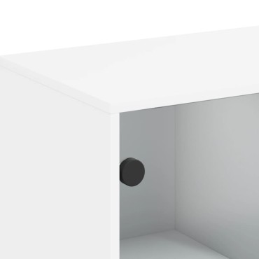 vidaXL Βοηθητικό Ντουλάπι Λευκό 69x37x100cm με Γυάλινες Πόρτες 1 τεμ.