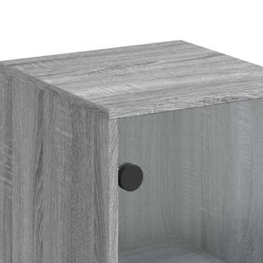 vidaXL Ντουλάπι Γκρι Sonoma 35x37x120cm με Γυάλινες Πόρτες 1 τεμ.