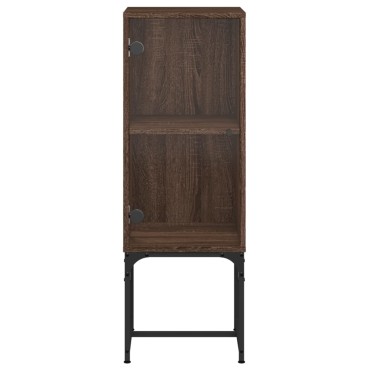 vidaXL Βοηθητικό Ντουλάπι Καφέ Δρυς 35x37x100cm Γυάλινες Πόρτες 1 τεμ.