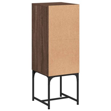 vidaXL Βοηθητικό Ντουλάπι Καφέ Δρυς 35x37x100cm Γυάλινες Πόρτες 1 τεμ.