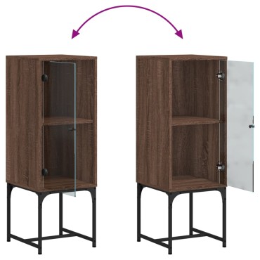 vidaXL Βοηθητικό Ντουλάπι Καφέ Δρυς 35x37x100cm Γυάλινες Πόρτες 1 τεμ.