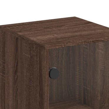 vidaXL Βοηθητικό Ντουλάπι Καφέ Δρυς 35x37x100cm Γυάλινες Πόρτες 1 τεμ.