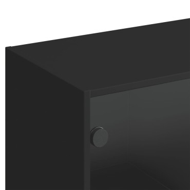 vidaXL Βιβλιοθήκη με Πόρτες Μαύρη 136x37x142cm Επεξ. Ξύλο 1 τεμ.