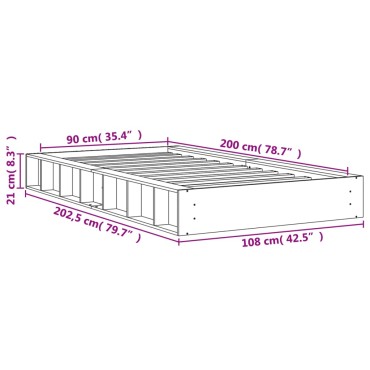 vidaXL Σκελετός Κρεβ. Χωρίς Στρώμα Καφέ Κεριού 90x200 εκ Μασίφ Πεύκο
