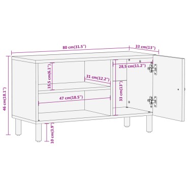 vidaXL Έπιπλο Τηλεόρασης 80x33x46cm από Μασίφ Ξύλο Ακακίας