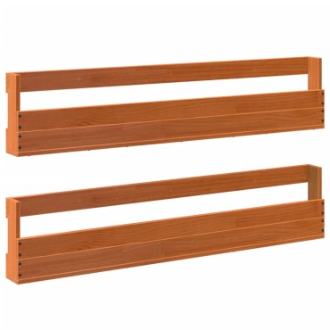 vidaXL Παπουτσοθήκη Επιτοίχια 2 τεμ. Μελί 110x8,5x23,5cm Μασίφ Πεύκο