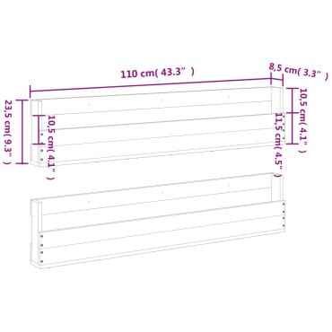 vidaXL Παπουτσοθήκη Επιτοίχια 2 τεμ. Μελί 110x8,5x23,5cm Μασίφ Πεύκο
