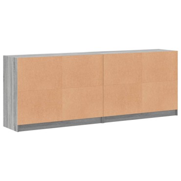 vidaXL Βιβλιοθήκη με Πόρτες Γκρι Sonoma 204x37x75cm Επεξ. Ξύλο 1 τεμ.