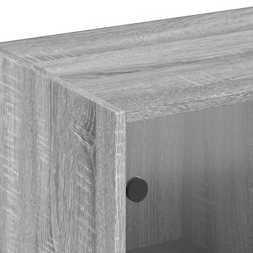 vidaXL Βιβλιοθήκη με Πόρτες Γκρι Sonoma 204x37x75cm Επεξ. Ξύλο 1 τεμ.