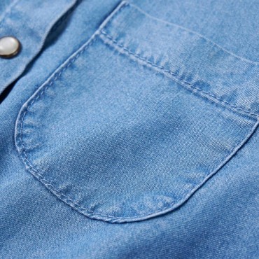 Φόρεμα Παιδικό Μακρυμάνικο Σκούρο Μπλε και Denim Μπλε 104