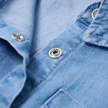 Φόρεμα Παιδικό Μακρυμάνικο Σκούρο Μπλε και Denim Μπλε 104
