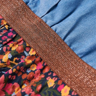 Φόρεμα Παιδικό Μακρυμάνικο Σκούρο Μπλε και Denim Μπλε 104