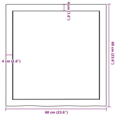 vidaXL Ράφι Τοίχου 60x60x(2-4)cm από Ακατέργαστο Μασίφ Ξύλο Δρυός 1 τεμ.