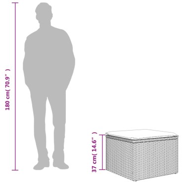 vidaXL Υποπόδιο Κήπου Μπεζ 55x55x37cm Συνθετικό Ρατάν με Μαξιλάρι 1 τεμ.