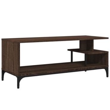 vidaXL Έπιπλο TV Καφέ Δρυς 102x40x41cm Επ Ξύλο/Ατσάλι Ηλ Βαφή Πούδρα