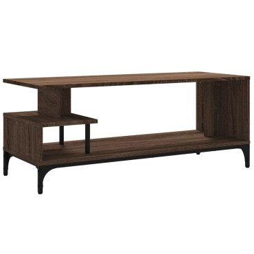 vidaXL Έπιπλο TV Καφέ Δρυς 102x40x41cm Επ Ξύλο/Ατσάλι Ηλ Βαφή Πούδρα
