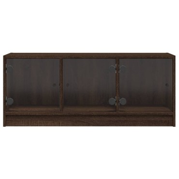 vidaXL Έπιπλο Τηλεόρασης Καφέ Δρυς 102x37x42cm Γυάλινες Πόρτες