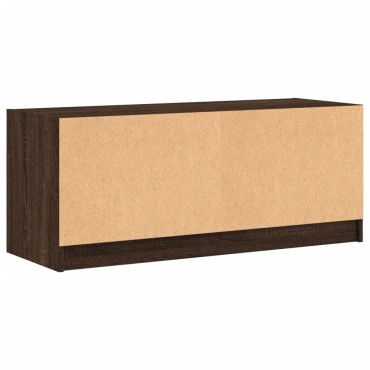 vidaXL Έπιπλο Τηλεόρασης Καφέ Δρυς 102x37x42cm Γυάλινες Πόρτες
