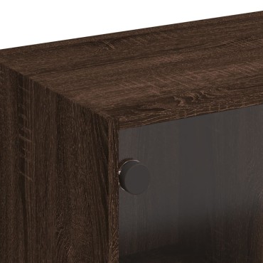 vidaXL Έπιπλο Τηλεόρασης Καφέ Δρυς 102x37x42cm Γυάλινες Πόρτες