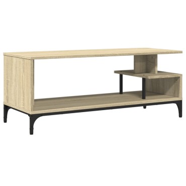 vidaXL Έπιπλο TV Sonoma Δρυς 102x40x41cm Επ Ξύλο/Ατσάλι Ηλ Βαφή Πούδρα