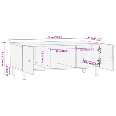 vidaXL Τραπεζάκι Σαλονιού 100x54x40cm από Μασίφ Ξύλο Ακακίας 1 τεμ.