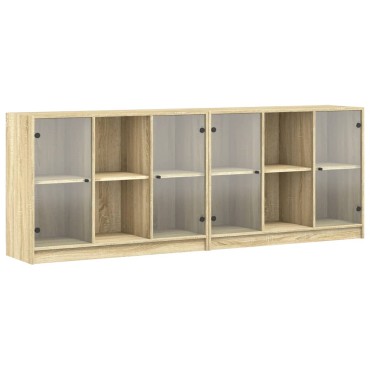 vidaXL Βιβλιοθήκη με Πόρτες Sonoma Δρυς 204x37x75cm Επεξ. Ξύλο 1 τεμ.